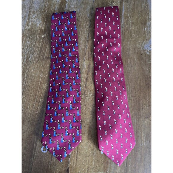 VTG 2 Brooks Brothers Italian 100% Silk Animal Print Mens Ties Chipmunk Seagull - Picture 1 of 8